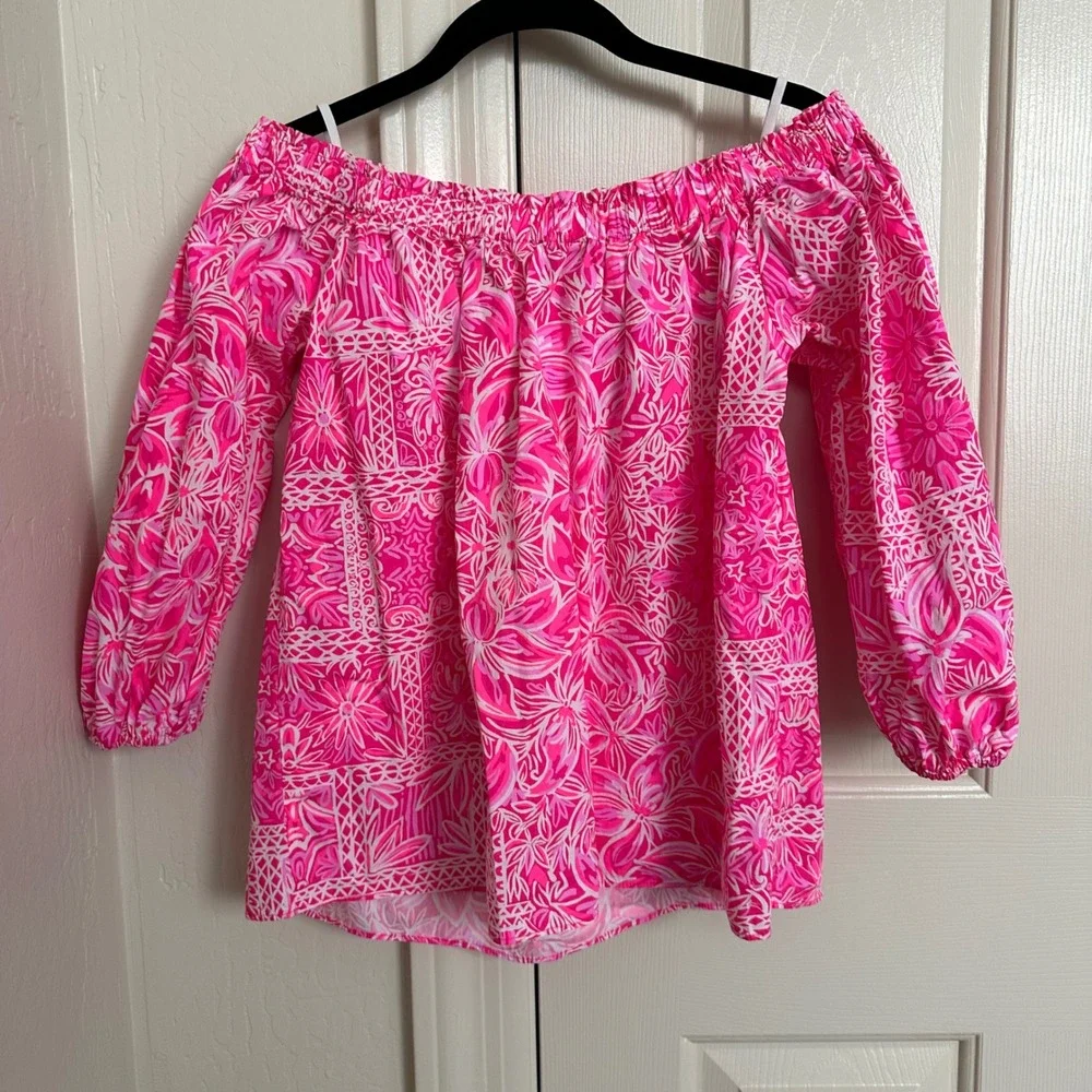 Lilly Pulitzer Winifred Top in Piñata Pink New Blooms On The Block - Size‎ Small